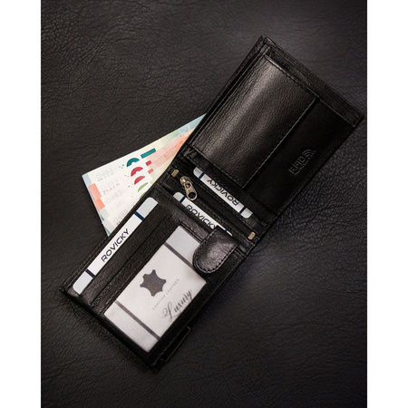 Herren Geldbörse querformat schwarz aus Leder ohne Außenverschluss – Ronaldo