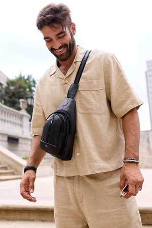 Herren-Rucksack aus Leder für eine Schulter – Peterson