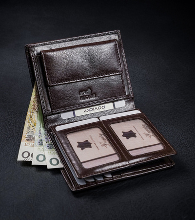 Geräumige Herren Geldbörse aus glattem Echtleder – Rovicky