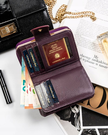 Damen-Geldbörse aus Leder mit Druckknopf – Peterson