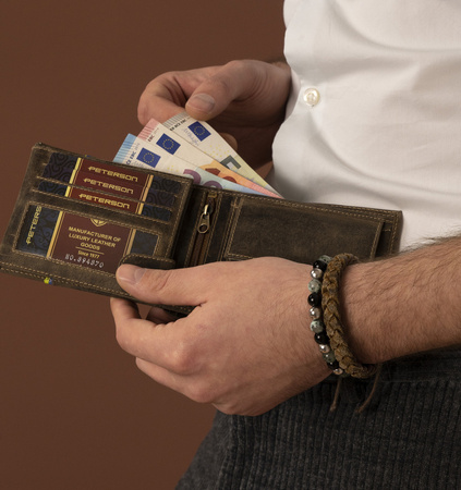 Herren Geldbörse horizontal mit dekorativer Prägung – Peterson