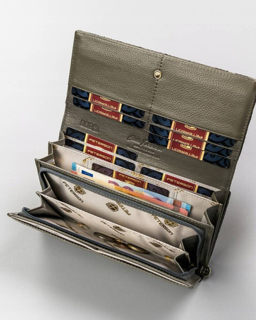 Große Damen Geldbörse aus Leder mit Druckknopf – Peterson