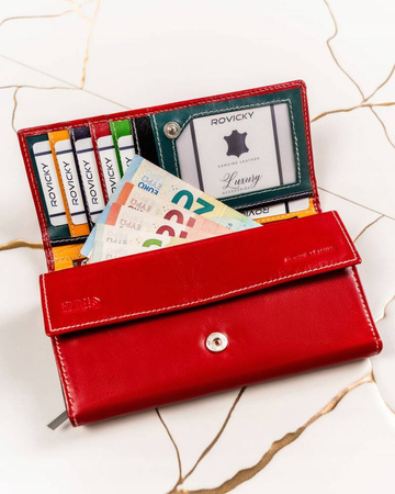 Damen Geldbörse aus Leder in Querformat mit Druckknopf – 4U Cavaldi