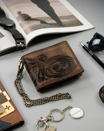 Große Herren Geldbörse aus Leder ohne Verschluss mit Prägung