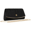 Elegante schwarze Damen Clutch mit Raffung aus Synthetik – Rovicky