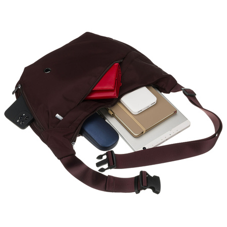 Bordeauxfarbene Damen-Handtasche aus Polyester mit Reißverschluss - Peterson