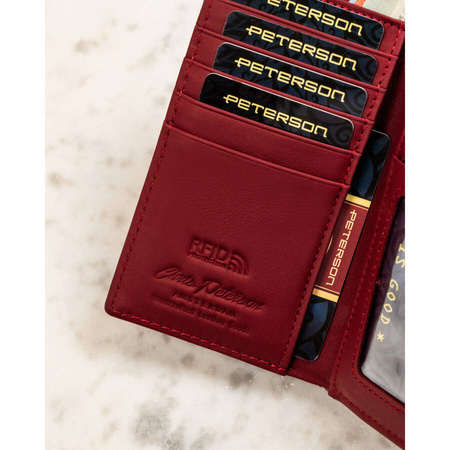 Rote, lackierte Damen Geldbörse mit Druckknopf und Klippverschluss – Peterson