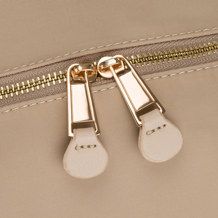 Beiger Damen-Rucksack aus Nylon und Öko-Leder mit Reißverschluss – Peterson