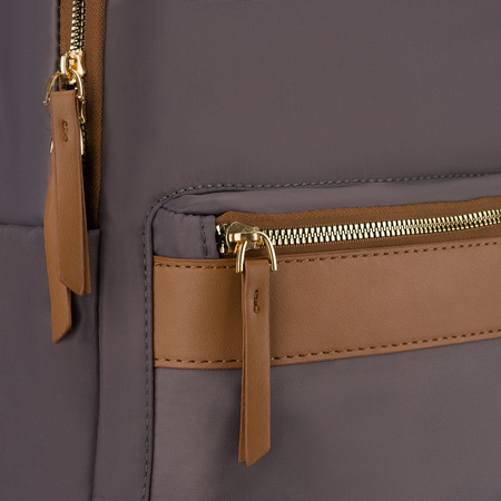 Grauer, städtischer Damen-Rucksack aus Polyester mit Reißverschlüssen – Peterson