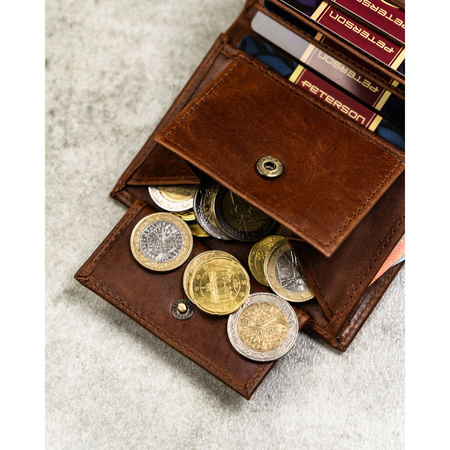 Vertikale, hellbraune Herren-Geldbörse aus Naturleder mit RFID-System – Peterson