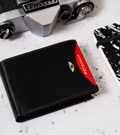 Horizontale, kleine Herren Geldbörse aus Leder mit RFID – Peterson