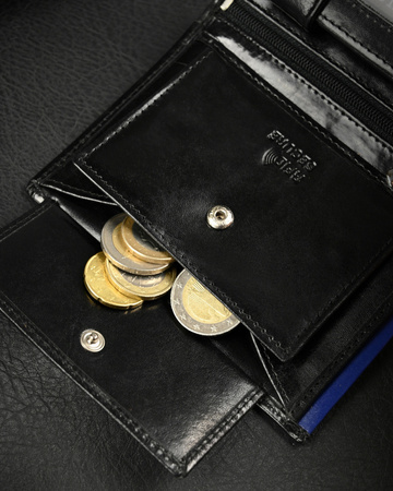 Klappbare, vertikale Herren Geldbörse aus glänzendem Echtleder – Ronaldo