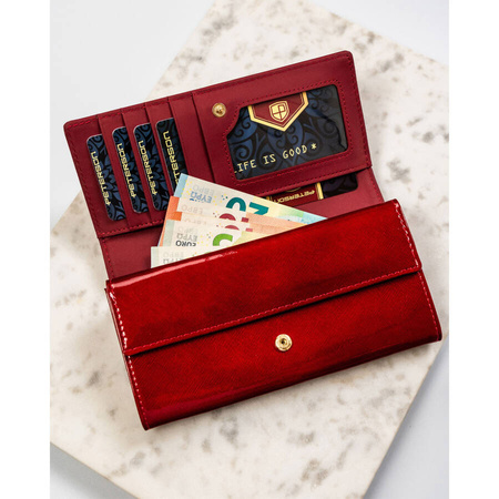 Modische Damen-Geldbörse rot aus Lackleder - Peterson