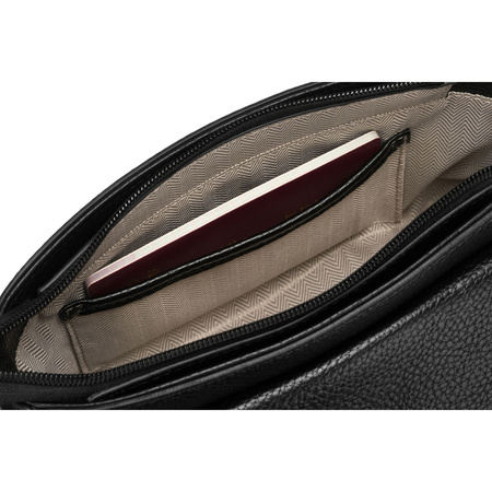 Schwarze Damen-Umhängetasche aus Öko-Leder mit Etui im Set – Peterson