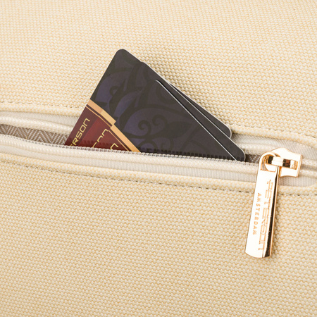 Damen-Gürteltasche in Ecru mit schwarzen Elementen, gefertigt aus synthetischem Material – Peterson