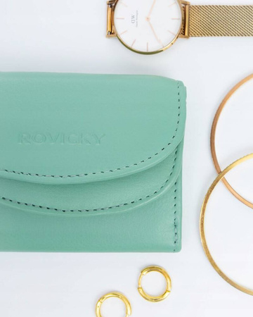 Eleganter, kleiner Damen Geldbörse mit Druckknopf aus echtem Leder – Rovicky