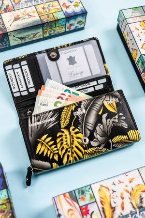 Große Damen Geldbörse aus Leder mit Druckknopf – Rovicky