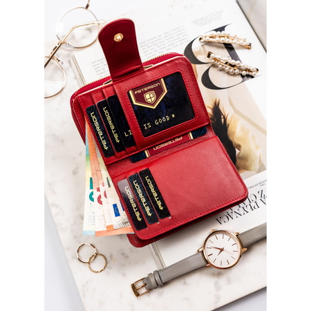 Rote Damen Geldbörse aus Leder mit RFID-Schutz – Peterson