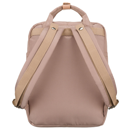 Beige, großer Damen-Rucksack aus Polyester und Öko-Leder - Peterson