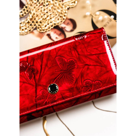 Extra geräumige Damen Geldbörse aus lackiertem Leder mit Schmetterlingen – Peterson