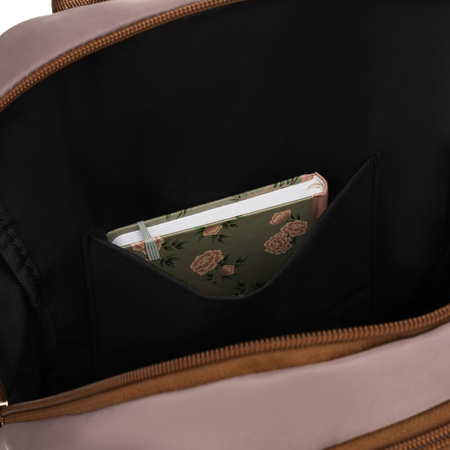 Peterson Damen-Rucksack aus Nylon, beige, mit verstellbaren Trägern, mit Reißverschluss.