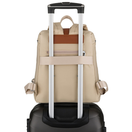 Beige-brauner Damen-Rucksack aus Polyester mit Reißverschluss – Peterson