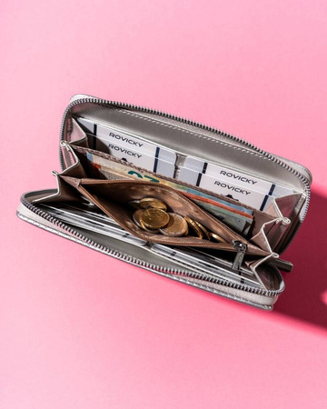 Große, gesteppte Damen Federmäppchen-Geldbörse mit Reißverschluss – Rovicky