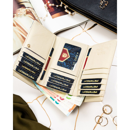 Damen-Geldbörse aus Naturleder und Öko-Leder mit RFID-System – Peterson