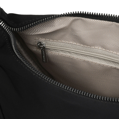 Schwarze Damen-Umhängetasche aus Polyester, ein Hauptfach mit Außenfach - Peterson