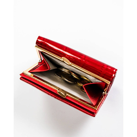 Kleine Damen Geldbörse aus Leder in Rot mit Bügel- und Druckverschluss – Peterson