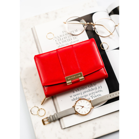 Rote, horizontale Damen-Geldbörse aus Öko-Leder - Peterson