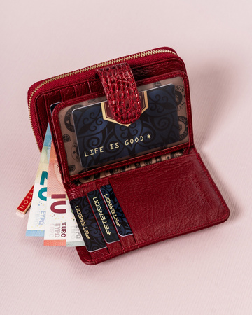 Damen Geldbörse aus Leder mit Druckknopf – Peterson