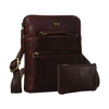 Elegante braune Herren-Umhängetasche aus echtem Leder mit Etui im Set – Peterson