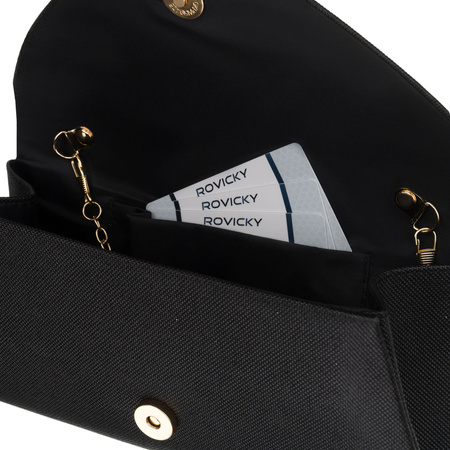 Brokat-Damen-Clutch aus synthetischem Stoff in Schwarz – Rovicky