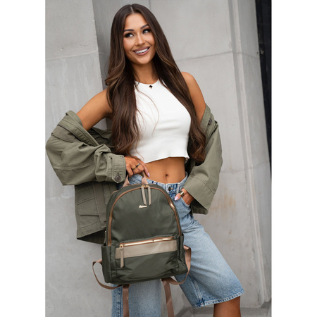 Grüner, städtischer Damenrucksack aus Polyester mit Reißverschlüssen verschließbar – Peterson