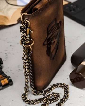 Große Herren Geldbörse aus Leder mit Kette