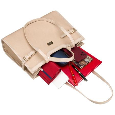 Klassische, beige Damen-Handtasche mit Magnetverschluss – Peterson