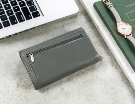 Klassische Damen Geldbörse aus Echtleder mit Druckknopf – Cavaldi