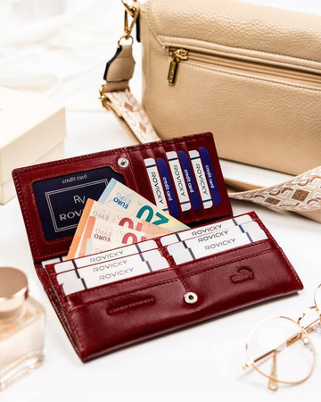 Große Damen Geldbörse aus Leder mit RFID-Schutz – Rovicky