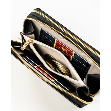 Peterson Damen-Geldbörse im Federmäppchen-Stil aus Öko-Leder mit RFID-System, schwarz