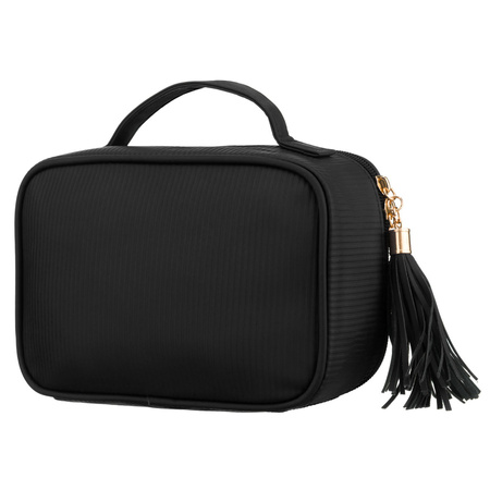 Schwarze Kosmetiktasche aus Synthetikstoff, ausgestattet mit vier Fächern - Peterson