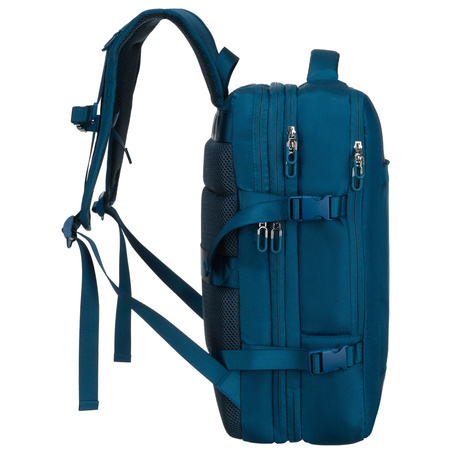 Reise-Rucksack in Blau, ideal für Handgepäck und ausgestattet mit Kompressionsriemen – Peterson