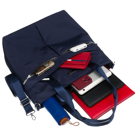 Granatfarbener, einteiliger Damen-Shopper aus Polyester, ausgestattet mit einem abnehmbaren, verstellbaren Gürtel – Peterson