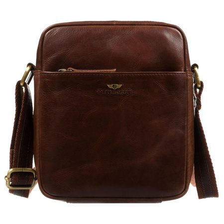 Braune, einteilige Herren-Umhängetasche aus Naturleder - Peterson