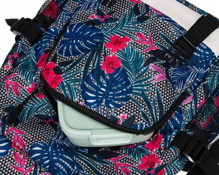 Sportlicher Schulrucksack mit Pflanzenmuster und Fronttasche – Peterson