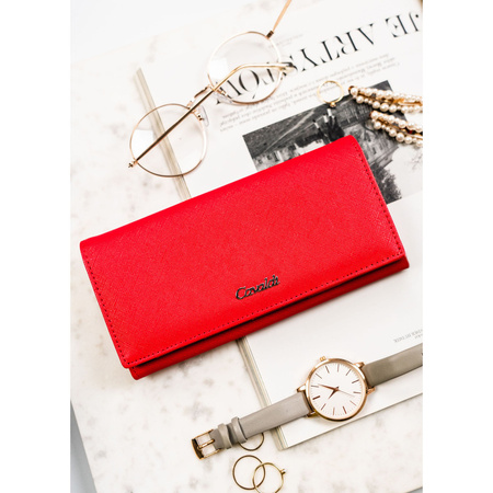 Damen Geldbörse aus Öko-Leder in Rot mit Druckknopf & Bügelverschluss – 4U Cavaldi
