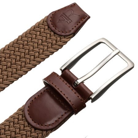 Beiger Textilgürtel aus Synthetikmaterial und Öko-Leder – Rovicky