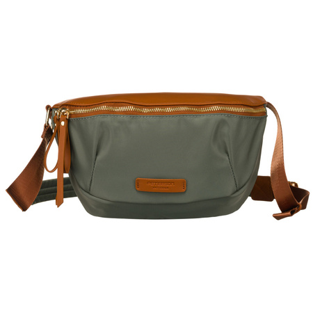 Damen Gürteltasche aus Nylon und Öko-Leder in Grün-Braun mit verstellbarem Gurt – Peterson