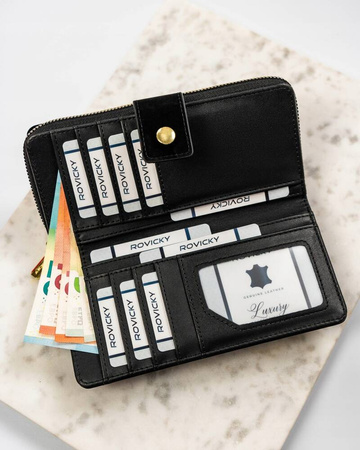 Klassische Damen-Geldbörse aus Öko-Leder – Rovicky
