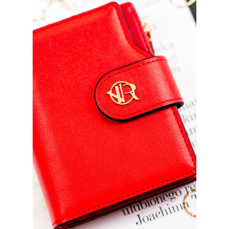 Vertikale Damen-Geldbörse aus Öko-Leder in Rot, mit Druckknopf- und Reißverschlussverschluss – Rovicky